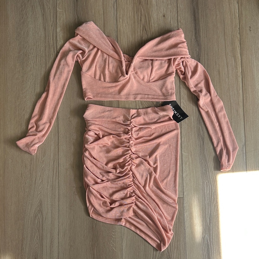 SHEIN Blush Ruched Two-Piece Set